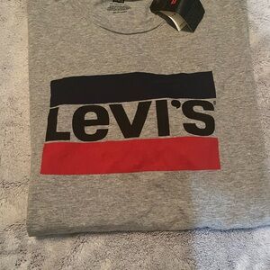 Levi's Gray Tee with Red and Black Accents